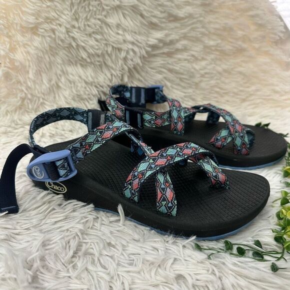 Chaco Z Cloud Outdoor Hiking Sandals Blue/Pink Aztec Print Womens Sz 8 - Picture 2 of 7